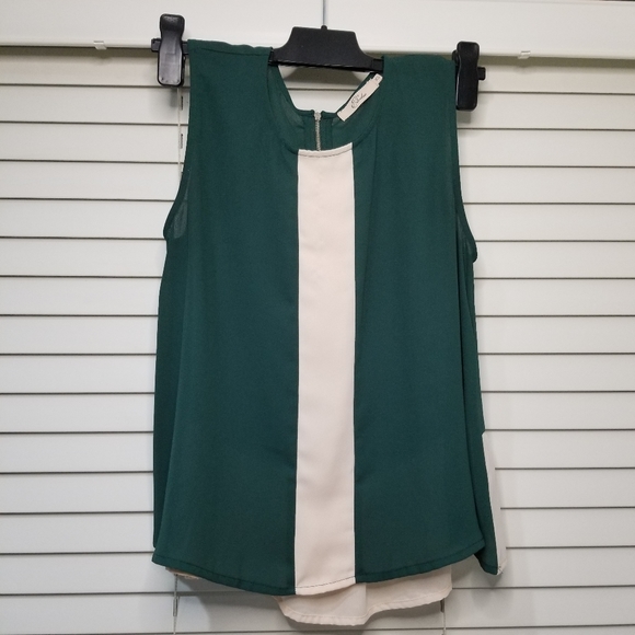 Elodie sleeveless blouse green/cream color size XS - Picture 2 of 5